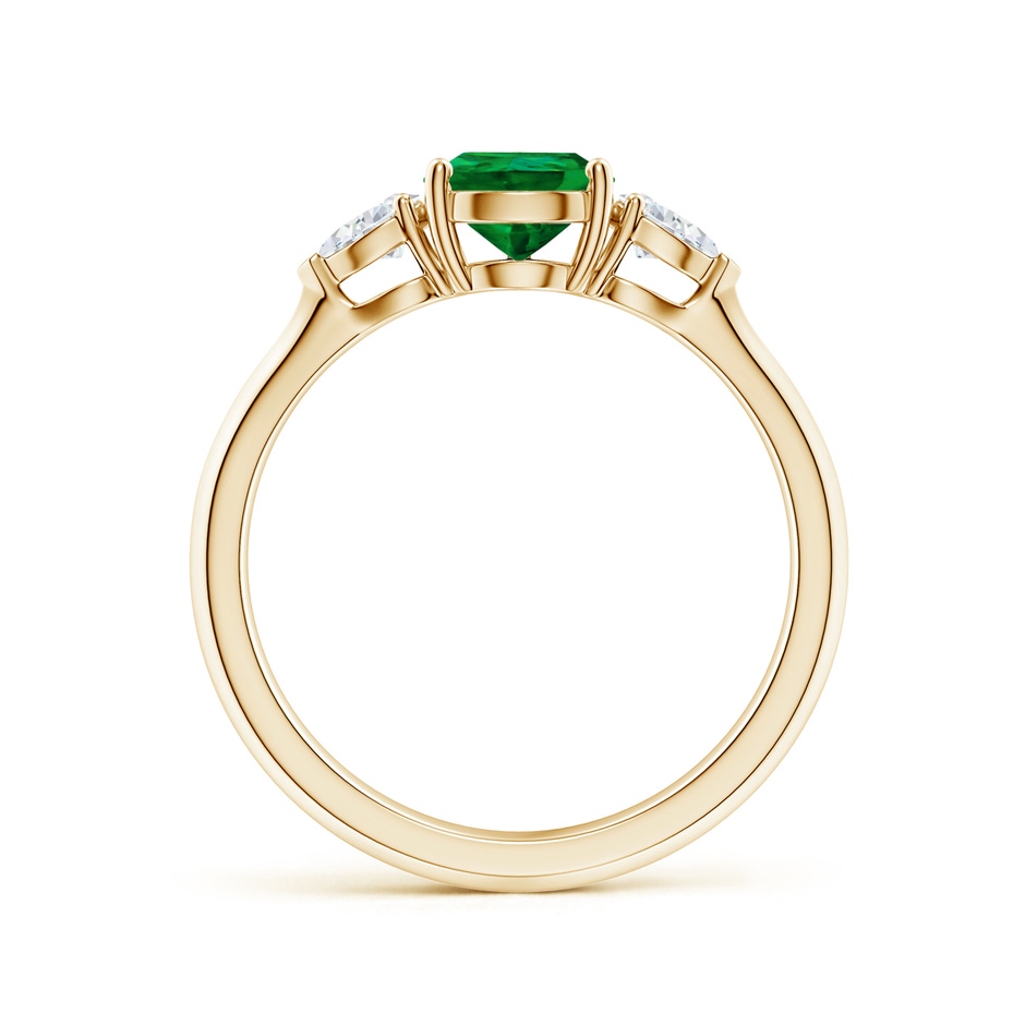 8x6mm Labgrown Lab-Grown Pear shape Emerald Three Stone Engagement Ring in 18K Yellow Gold side 199