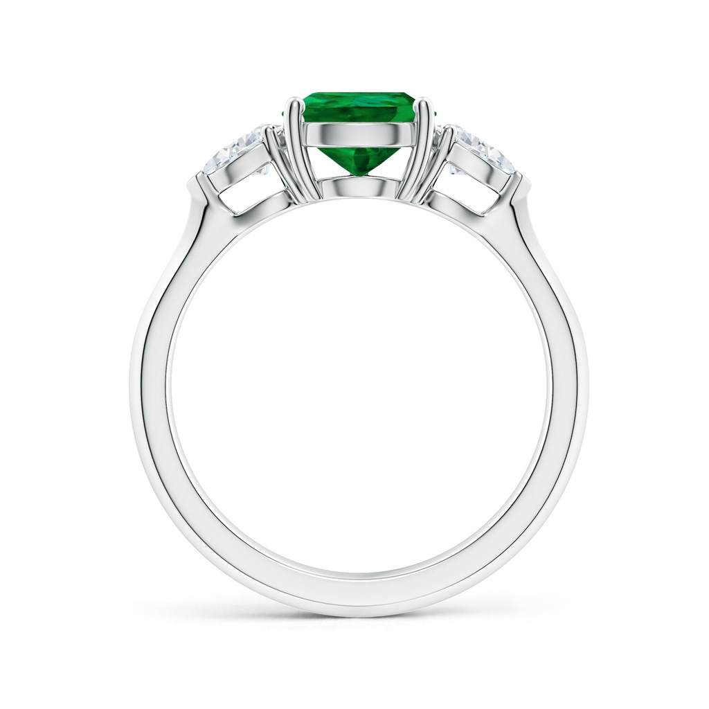 9x7mm Labgrown Lab-Grown Pear shape Emerald Three Stone Engagement Ring in White Gold Side 199