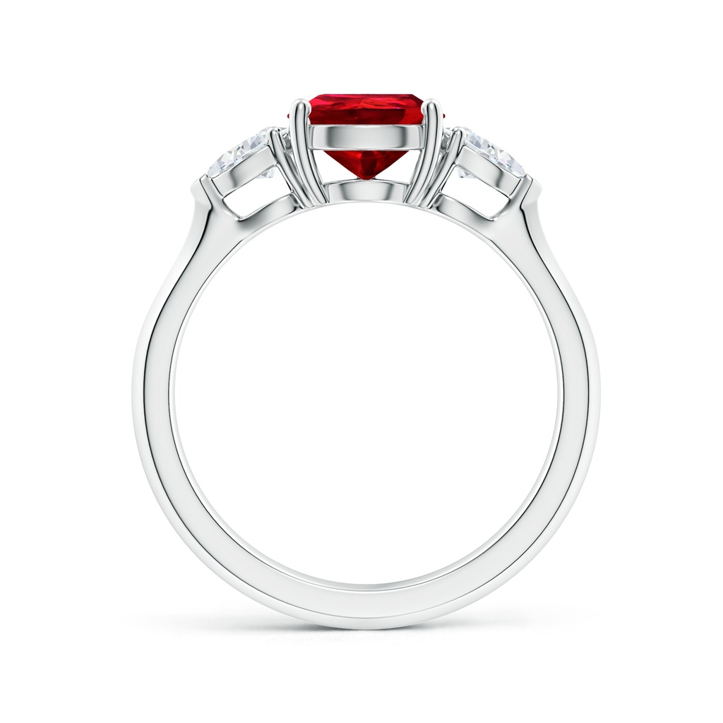 9x7mm Labgrown Lab-Grown Pear shape Ruby Three Stone Engagement Ring in White Gold Side 199