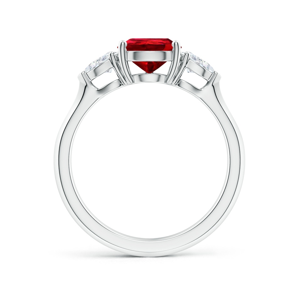 9x7mm Labgrown Lab-Grown Pear shape Ruby Three Stone Engagement Ring in White Gold side 199