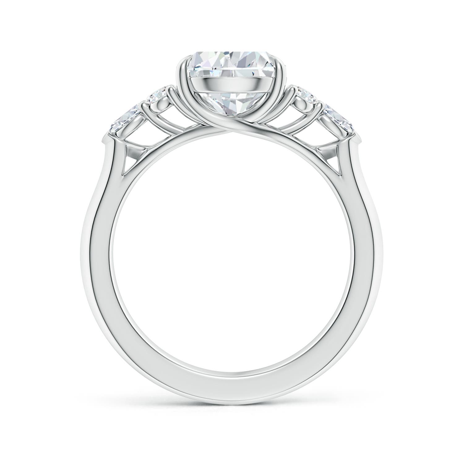 10x8mm FGVS Lab-Grown Pear Shape Diamond Side Stone Engagement Ring with Diamonds in 18K White Gold