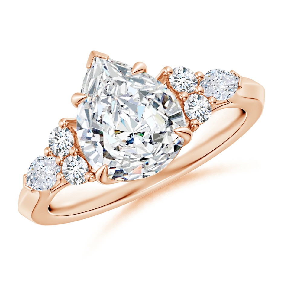 10x8mm FGVS Lab-Grown Pear Shape Diamond Side Stone Engagement Ring with Diamonds in Rose Gold 