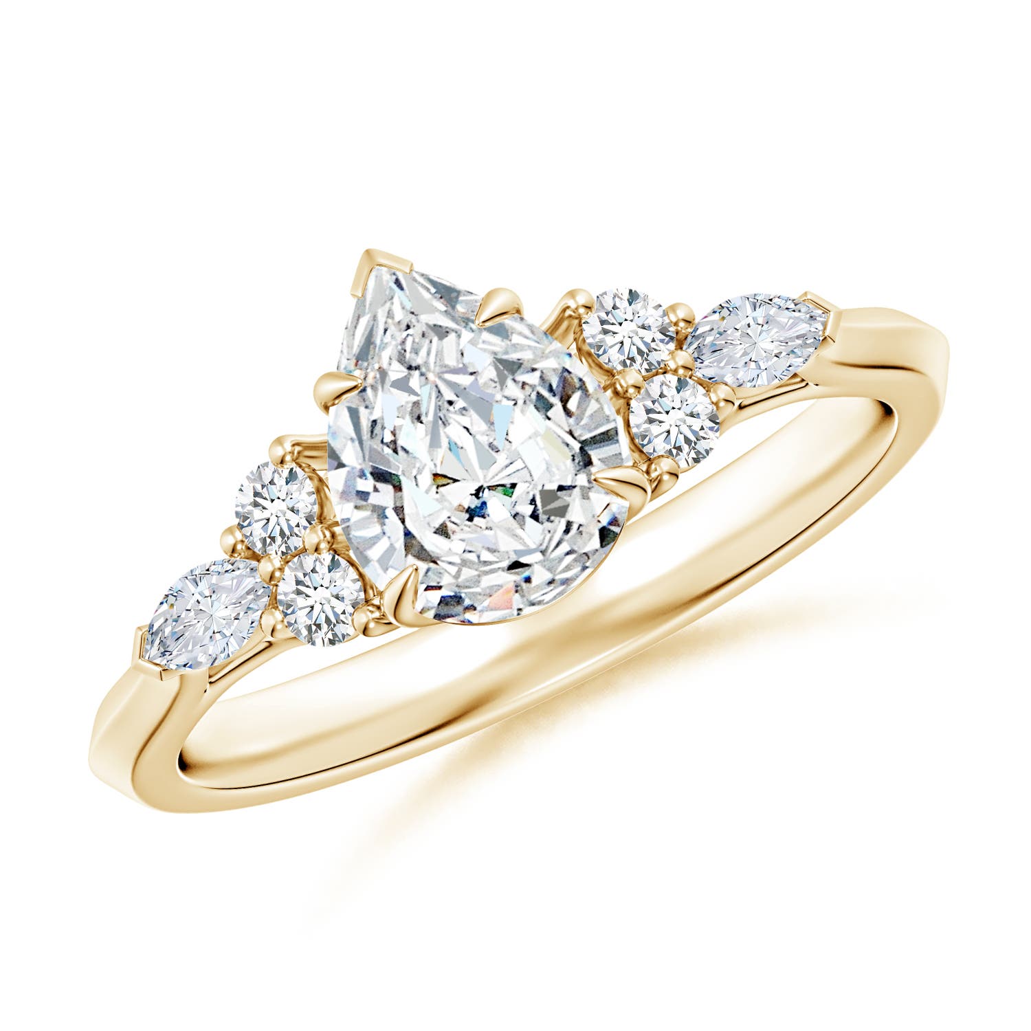 Pear Lab Grown Diamond Side Stone Rings