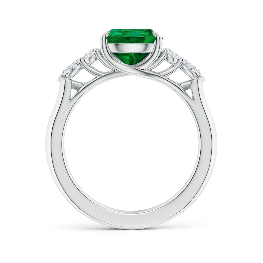 10x8mm Labgrown Lab-Grown Pear Shape Emerald Side Stone Engagement Ring with Diamonds in P950 Platinum - side 199