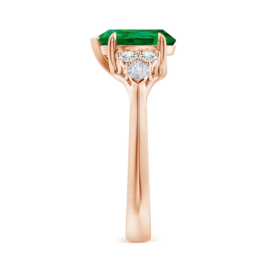 10x8mm Labgrown Lab-Grown Pear Shape Emerald Side Stone Engagement Ring with Diamonds in Rose Gold side 299
