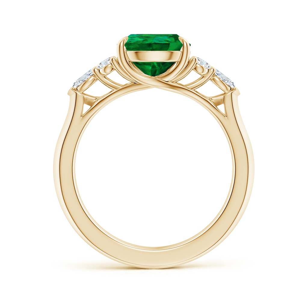 10x8mm Labgrown Lab-Grown Pear Shape Emerald Side Stone Engagement Ring with Diamonds in Yellow Gold - side 199