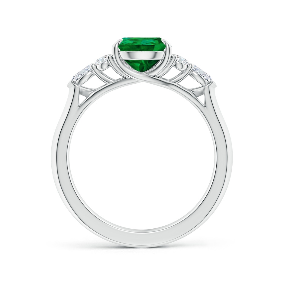 9x7mm Labgrown Lab-Grown Pear Shape Emerald Side Stone Engagement Ring with Diamonds in 9K White Gold side 199