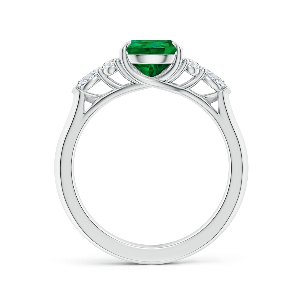9x7mm Labgrown Lab-Grown Pear Shape Emerald Side Stone Engagement Ring with Diamonds in White Gold Side 199