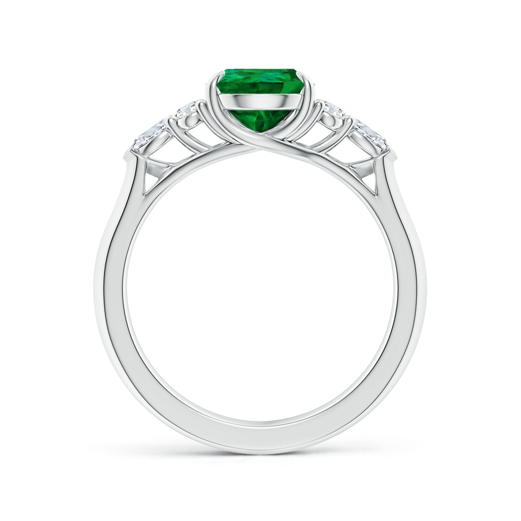 9x7mm Labgrown Lab-Grown Pear Shape Emerald Side Stone Engagement Ring with Diamonds in White Gold - side 199