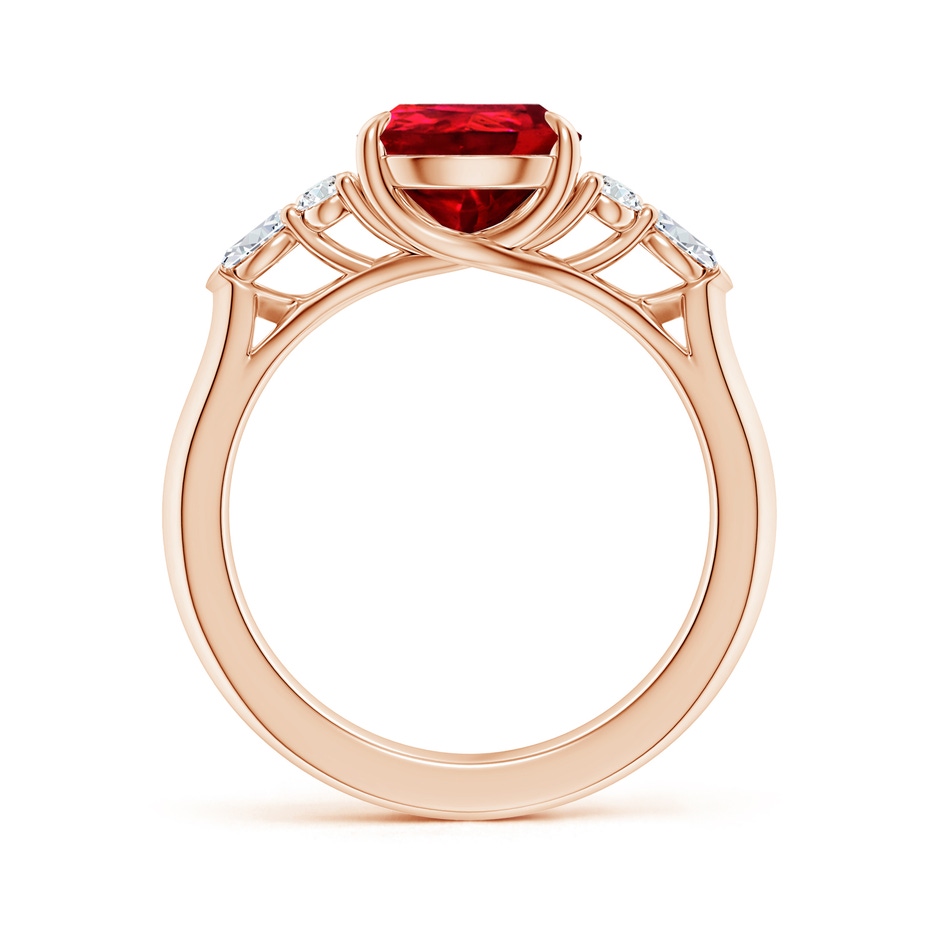 10x8mm Labgrown Lab-Grown Pear Shape Ruby Side Stone Engagement Ring with Diamonds in 18K Rose Gold side 199
