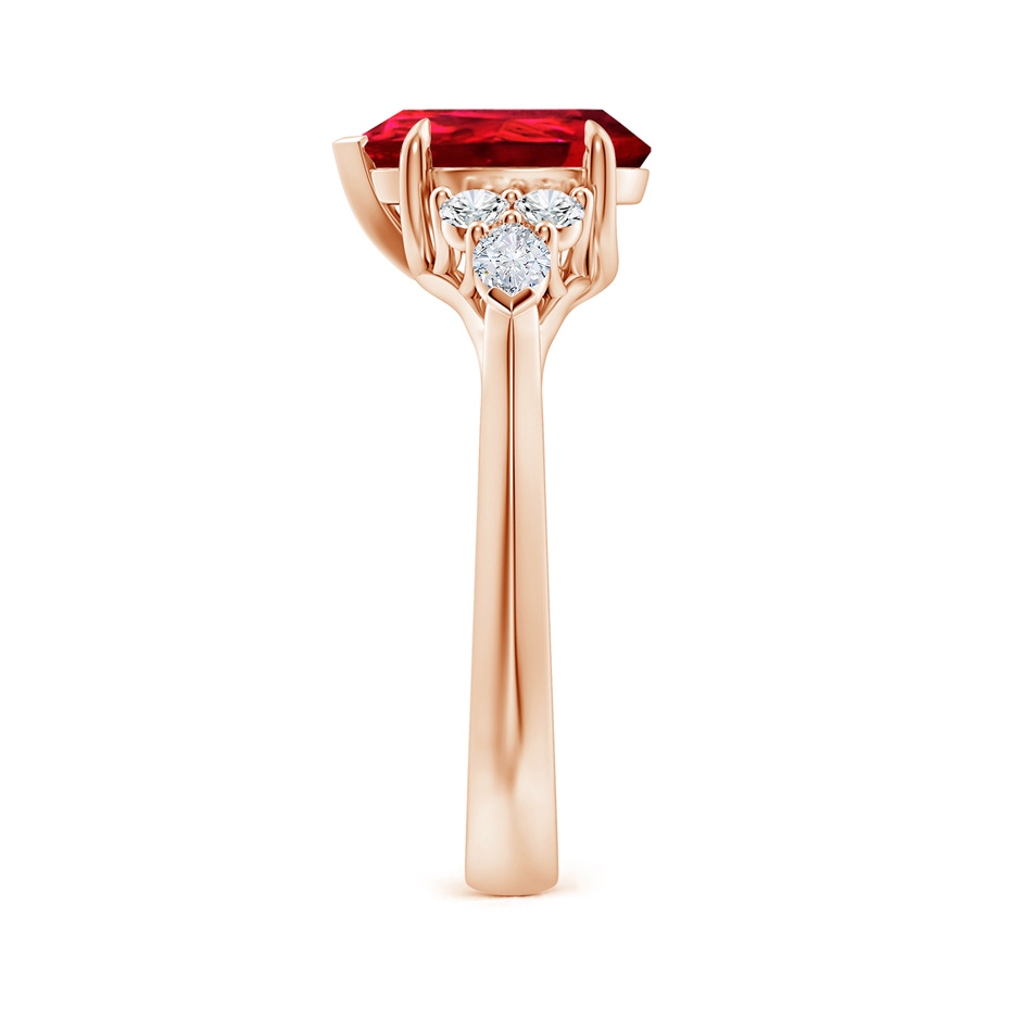 10x8mm Labgrown Lab-Grown Pear Shape Ruby Side Stone Engagement Ring with Diamonds in 18K Rose Gold side 299