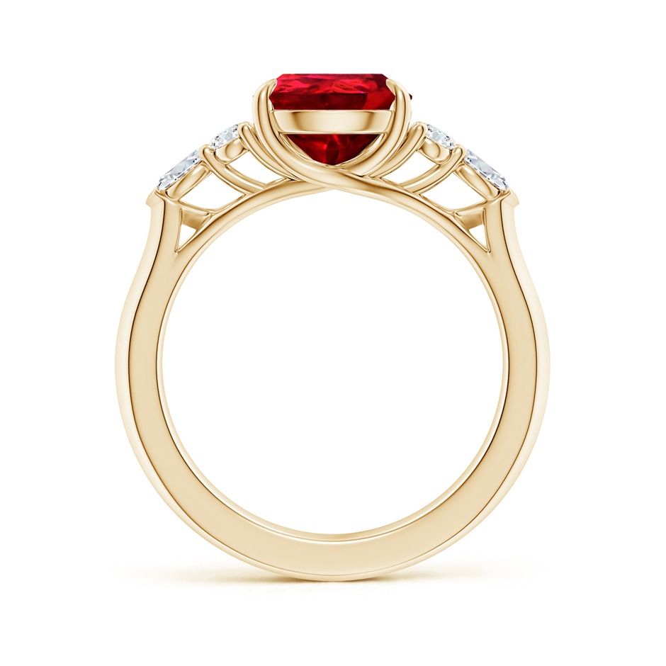 10x8mm Labgrown Lab-Grown Pear Shape Ruby Side Stone Engagement Ring with Diamonds in 18K Yellow Gold side 199