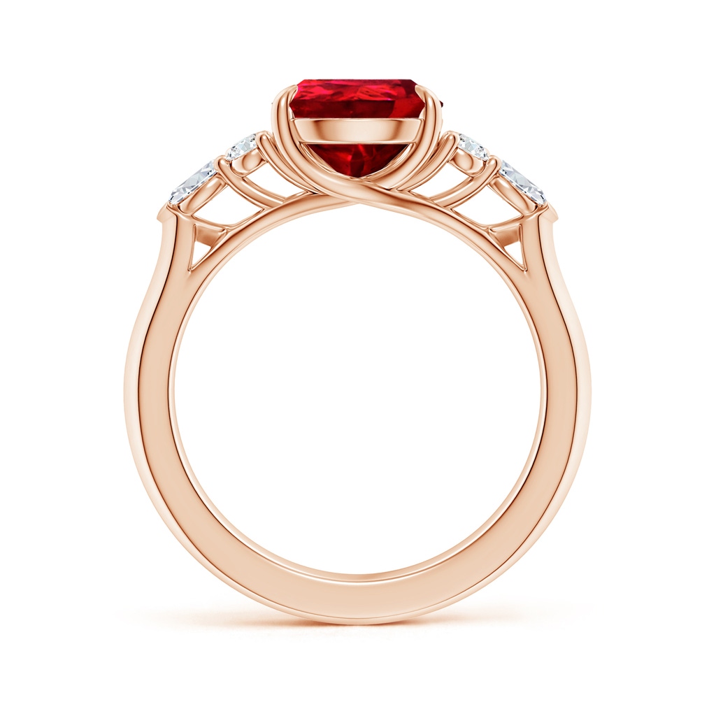 10x8mm Labgrown Lab-Grown Pear Shape Ruby Side Stone Engagement Ring with Diamonds in Rose Gold - side 199