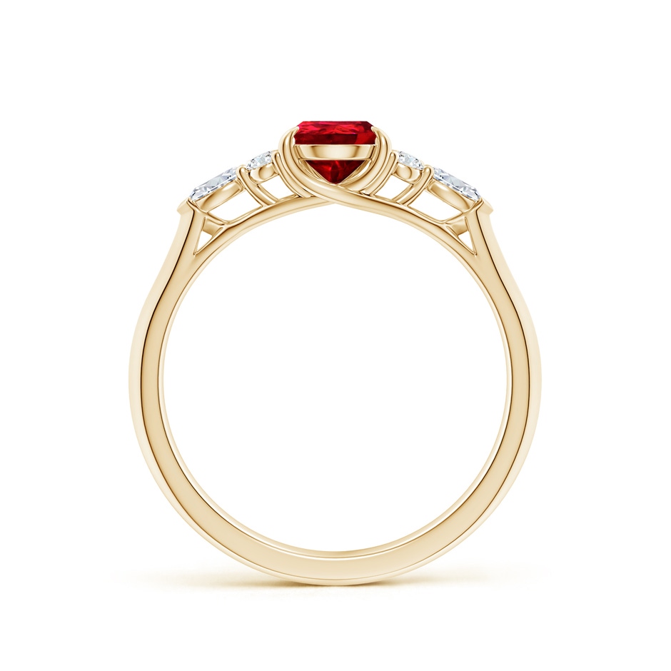 7x5mm Labgrown Lab-Grown Pear Shape Ruby Side Stone Engagement Ring with Diamonds in 10K Yellow Gold side 199