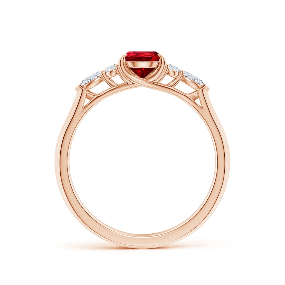 7x5mm Labgrown Lab-Grown Pear Shape Ruby Side Stone Engagement Ring with Diamonds in Rose Gold side 199