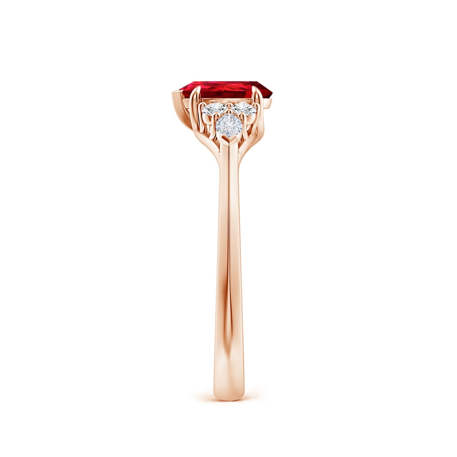 7x5mm Labgrown Lab-Grown Pear Shape Ruby Side Stone Engagement Ring with Diamonds in Rose Gold side 299