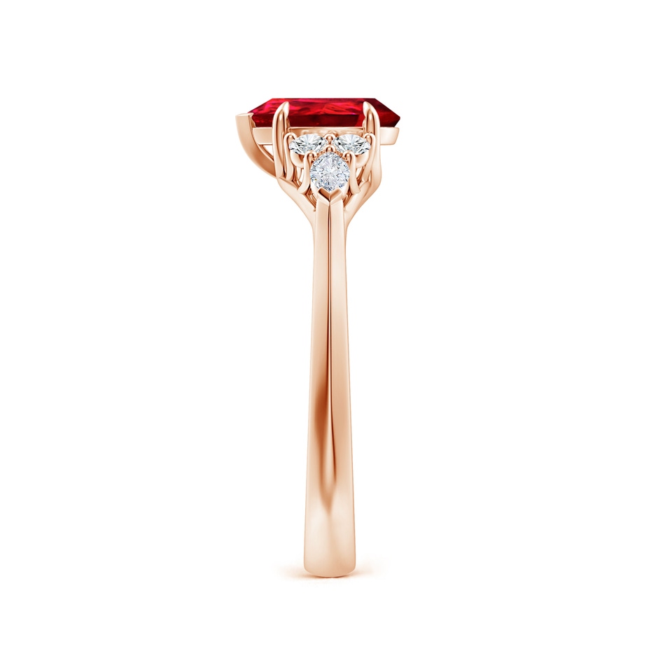 8x6mm Labgrown Lab-Grown Pear Shape Ruby Side Stone Engagement Ring with Diamonds in Rose Gold side 299