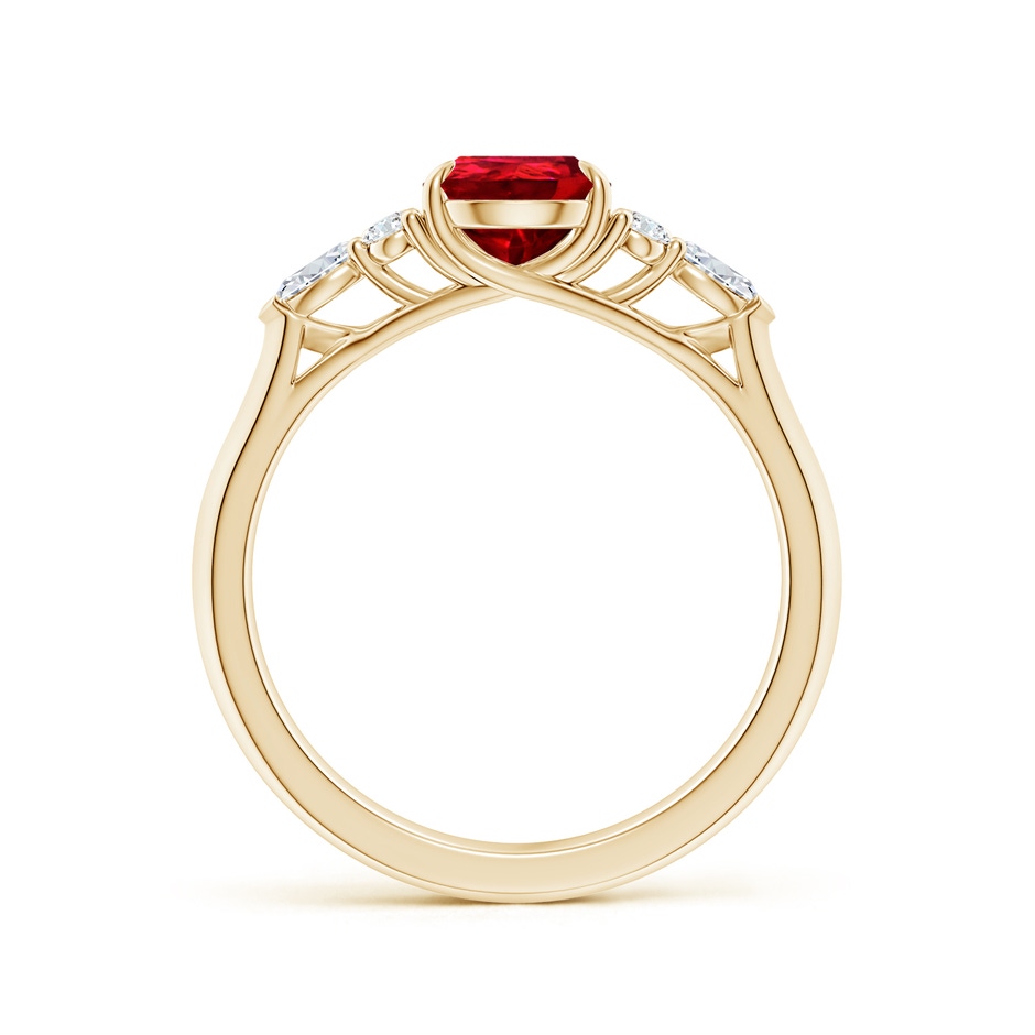 8x6mm Labgrown Lab-Grown Pear Shape Ruby Side Stone Engagement Ring with Diamonds in Yellow Gold side 199