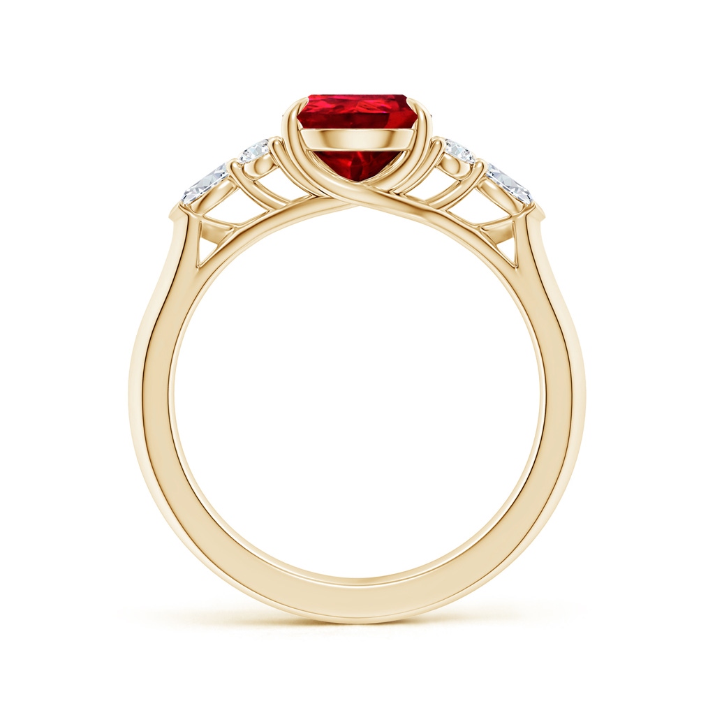 9x7mm Labgrown Lab-Grown Pear Shape Ruby Side Stone Engagement Ring with Diamonds in 18K Yellow Gold - side 199