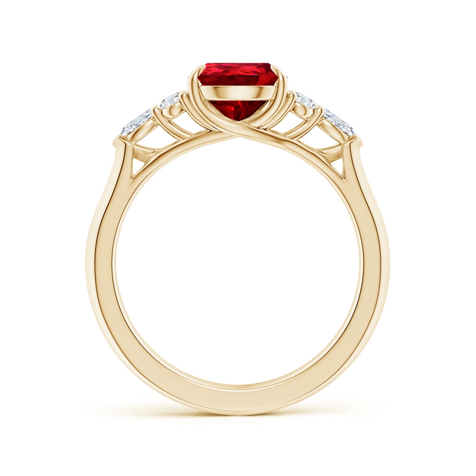 9x7mm Labgrown Lab-Grown Pear Shape Ruby Side Stone Engagement Ring with Diamonds in 18K Yellow Gold side 199