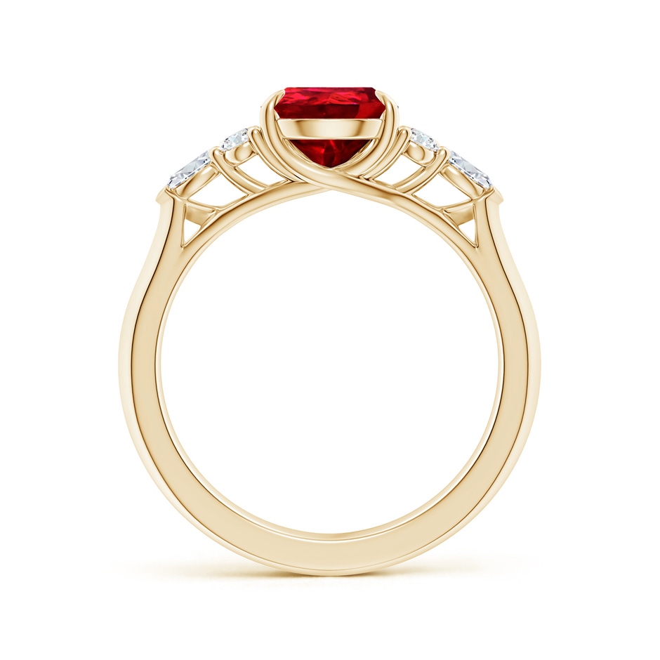 9x7mm Labgrown Lab-Grown Pear Shape Ruby Side Stone Engagement Ring with Diamonds in 9K Yellow Gold side 199
