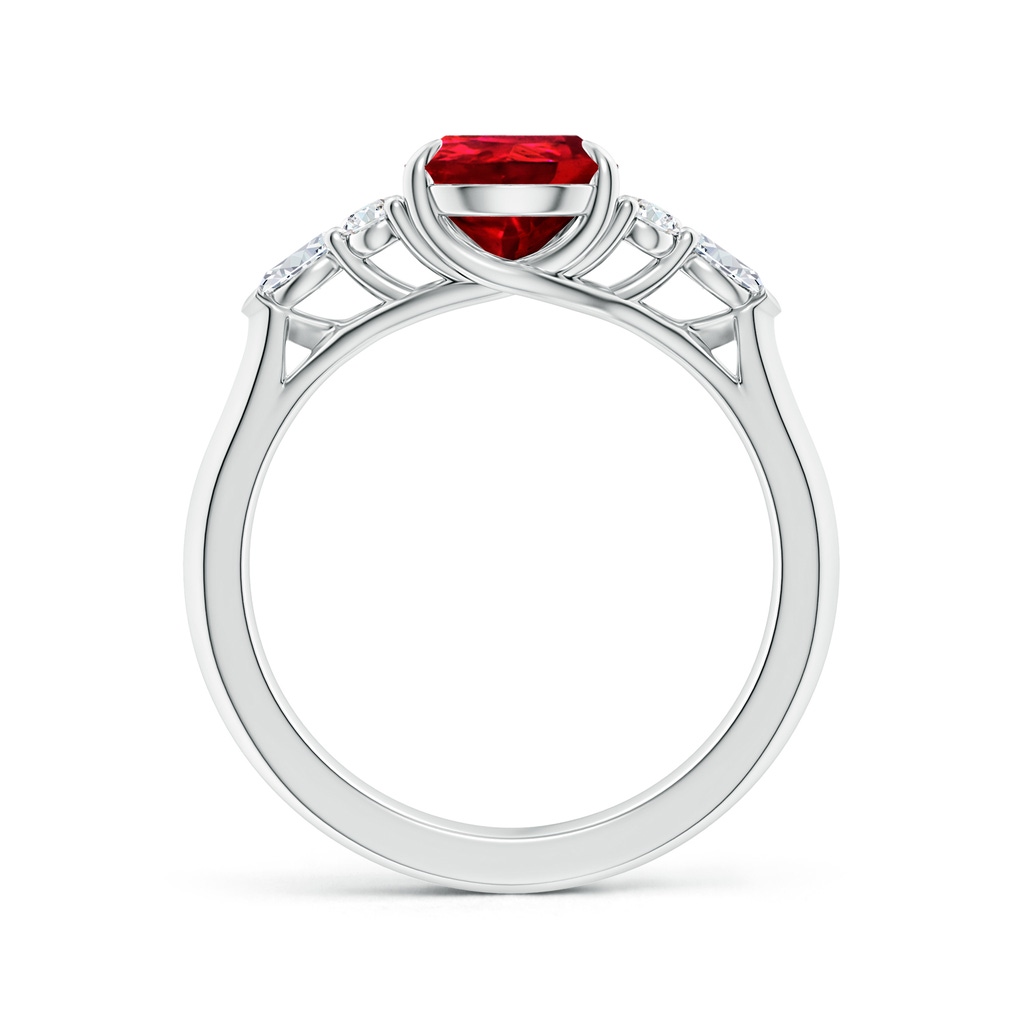 9x7mm Labgrown Lab-Grown Pear Shape Ruby Side Stone Engagement Ring with Diamonds in White Gold Side 199