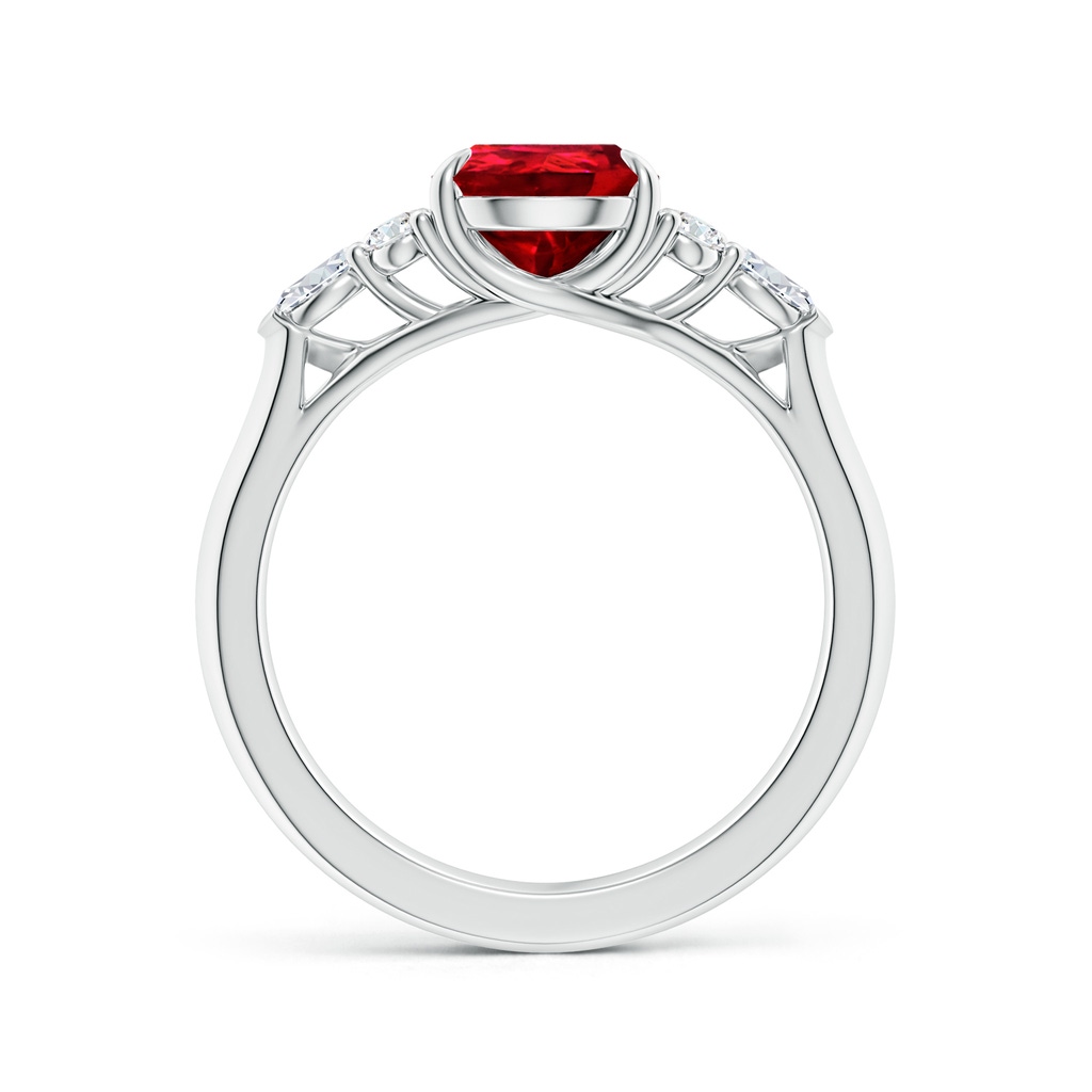 9x7mm Labgrown Lab-Grown Pear Shape Ruby Side Stone Engagement Ring with Diamonds in White Gold - side 199