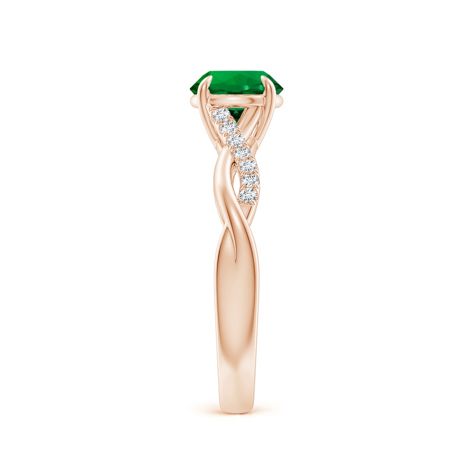 6.5mm Labgrown Lab-Grown Round Emerald Twisted Shank Engagement Ring in Rose Gold side 299