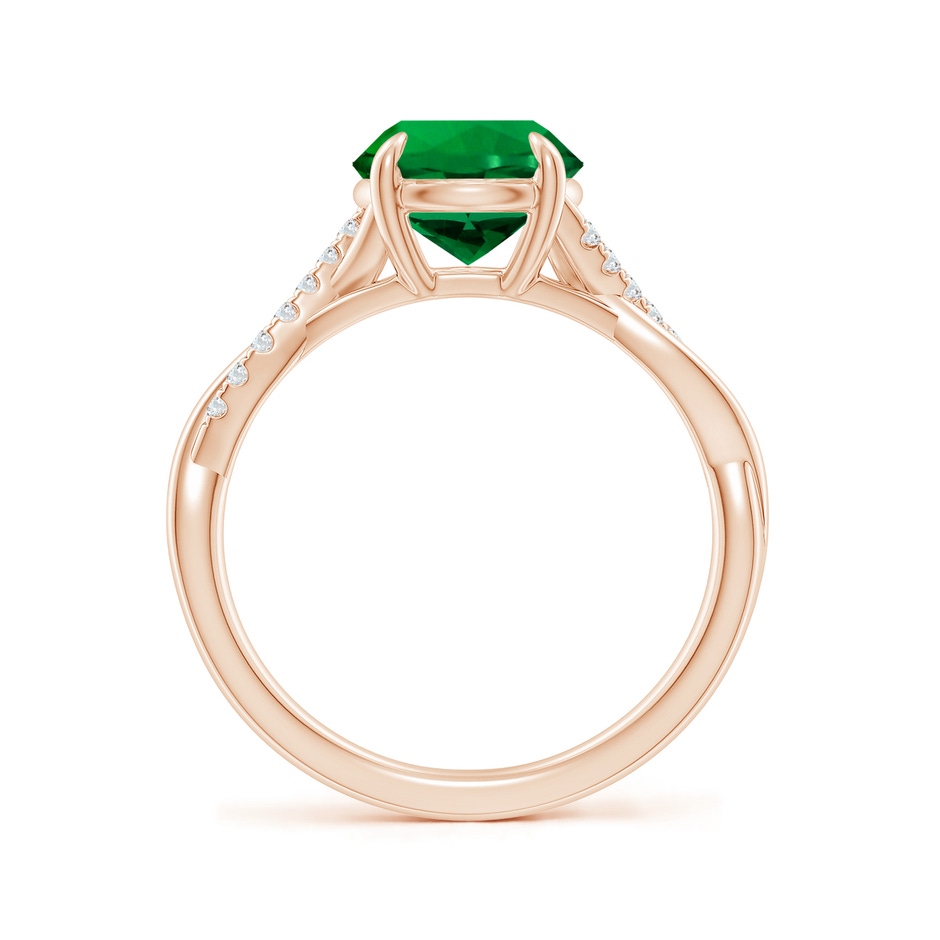 8mm Labgrown Lab-Grown Round Emerald Twisted Shank Engagement Ring in 18K Rose Gold side 199