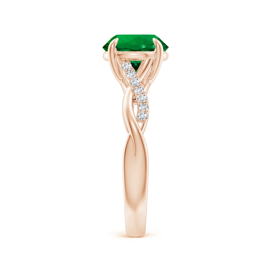 8mm Labgrown Lab-Grown Round Emerald Twisted Shank Engagement Ring in Rose Gold side 299