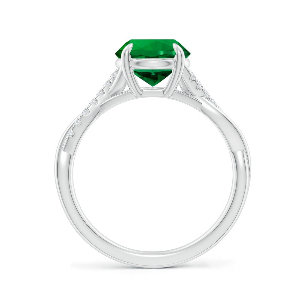 8mm Labgrown Lab-Grown Round Emerald Twisted Shank Engagement Ring in White Gold - side 199