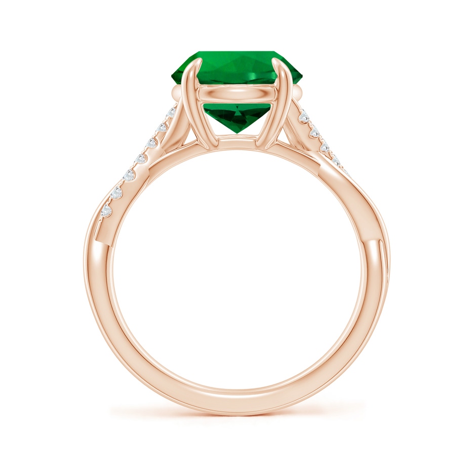 9mm Labgrown Lab-Grown Round Emerald Twisted Shank Engagement Ring in 18K Rose Gold side 199