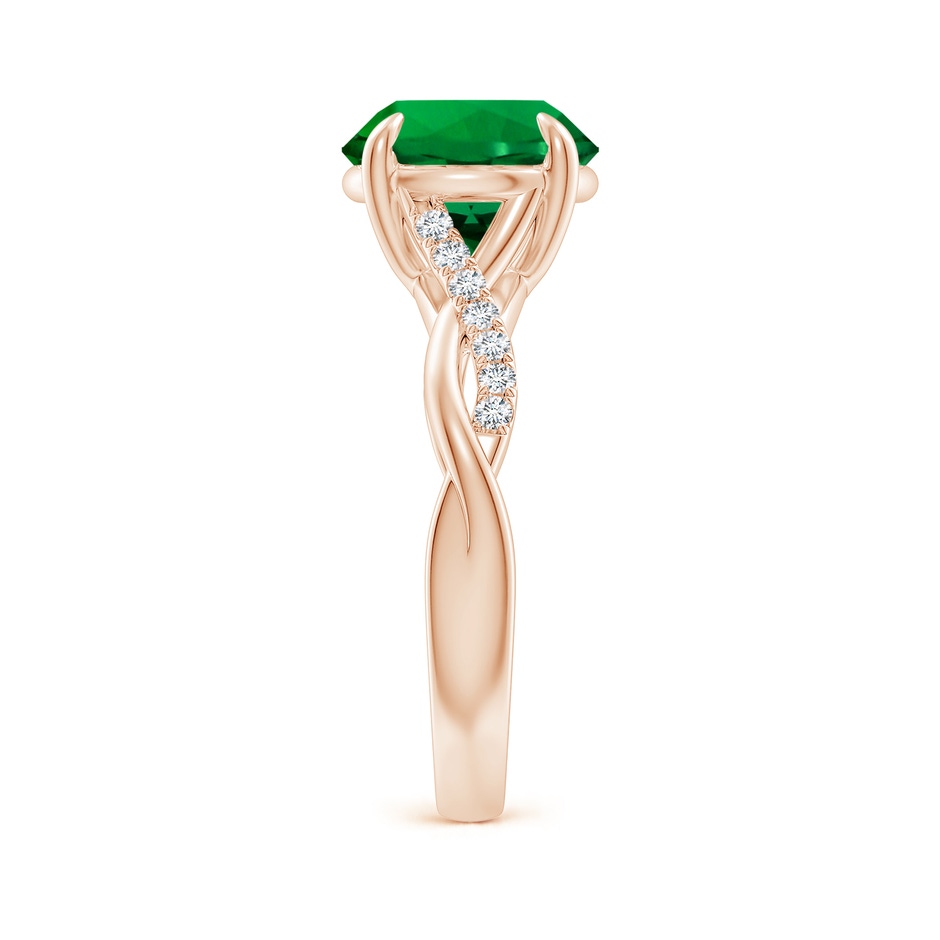 9mm Labgrown Lab-Grown Round Emerald Twisted Shank Engagement Ring in 18K Rose Gold side 299