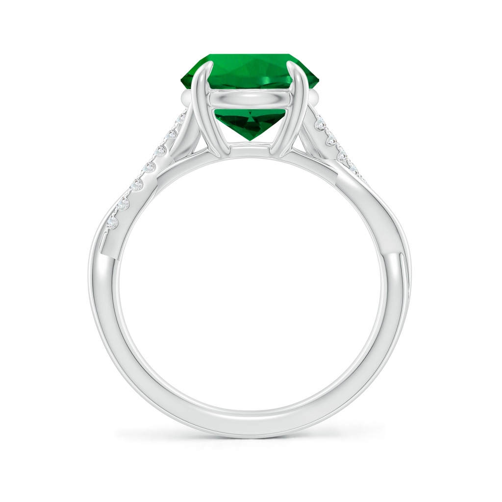 9mm Labgrown Lab-Grown Round Emerald Twisted Shank Engagement Ring in White Gold - side 199