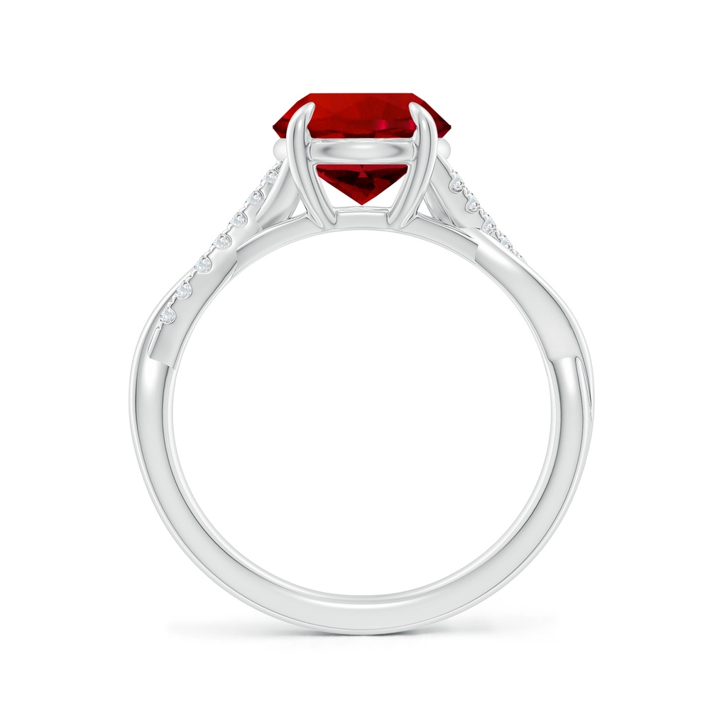 8mm Labgrown Lab-Grown Round Ruby Twisted Shank Engagement Ring in White Gold Side 199