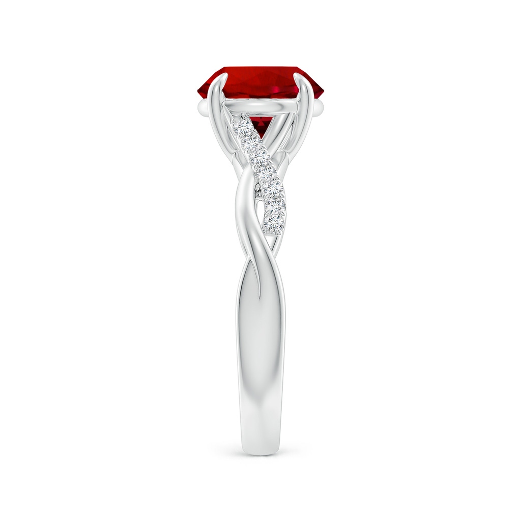 8mm Labgrown Lab-Grown Round Ruby Twisted Shank Engagement Ring in White Gold Side 299