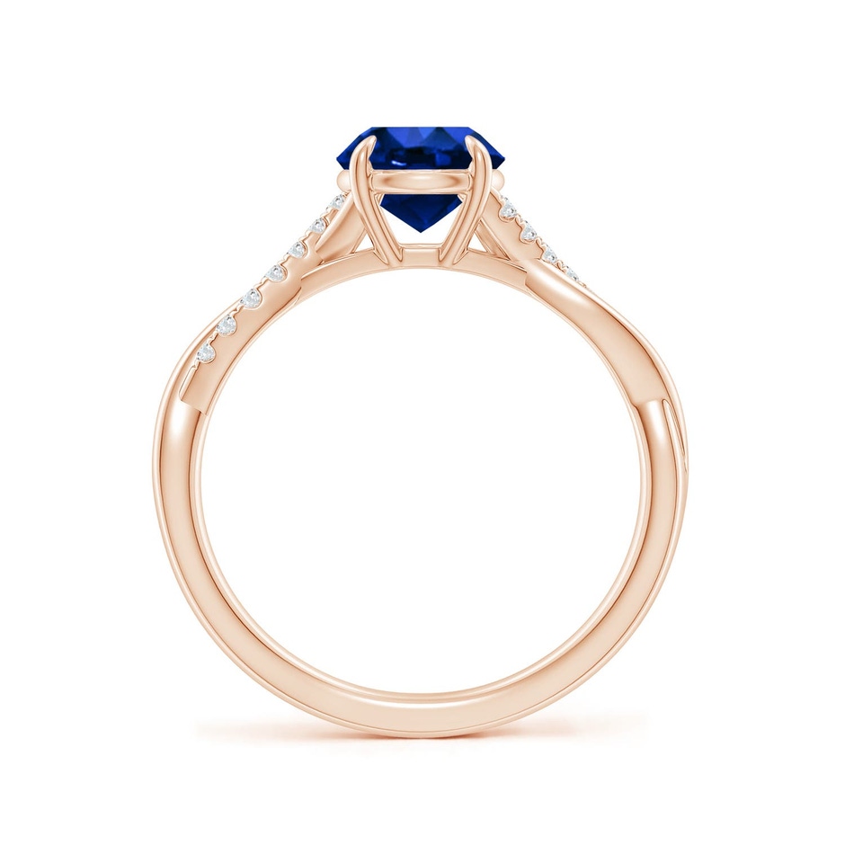 6.5mm Labgrown Lab-Grown Round Blue Sapphire Twisted Shank Engagement Ring in 18K Rose Gold side 199