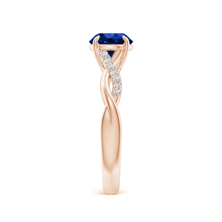 6.5mm Labgrown Lab-Grown Round Blue Sapphire Twisted Shank Engagement Ring in 18K Rose Gold side 299