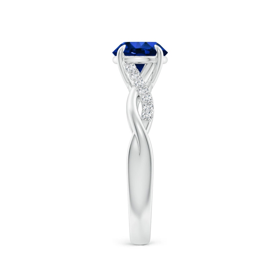 6.5mm Labgrown Lab-Grown Round Blue Sapphire Twisted Shank Engagement Ring in P950 Platinum side 299