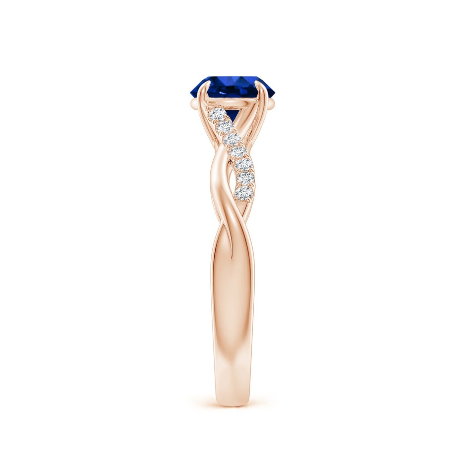 6mm Labgrown Lab-Grown Round Blue Sapphire Twisted Shank Engagement Ring in Rose Gold side 299