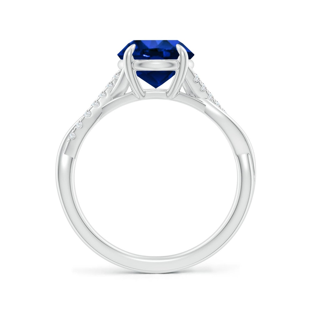 8mm Labgrown Lab-Grown Round Blue Sapphire Twisted Shank Engagement Ring in 18K White Gold - side 199
