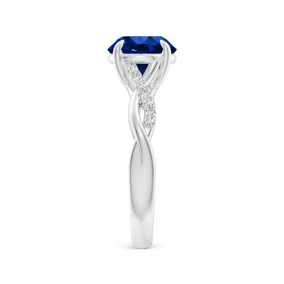 8mm Labgrown Lab-Grown Round Blue Sapphire Twisted Shank Engagement Ring in P950 Platinum side 299