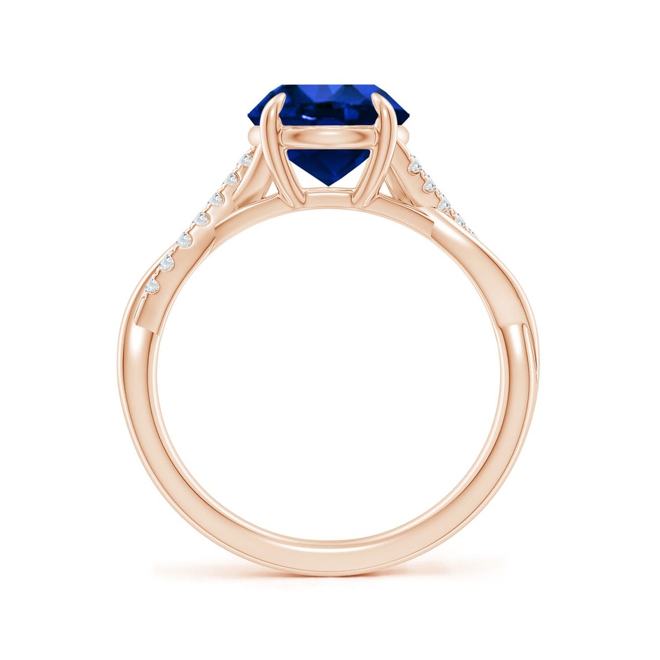 8mm Labgrown Lab-Grown Round Blue Sapphire Twisted Shank Engagement Ring in Rose Gold side 199
