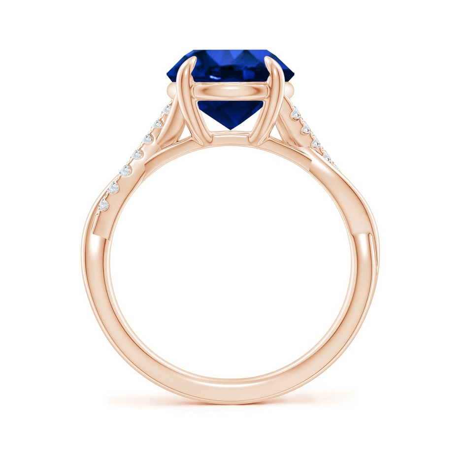 9mm Labgrown Lab-Grown Round Blue Sapphire Twisted Shank Engagement Ring in 18K Rose Gold side 199