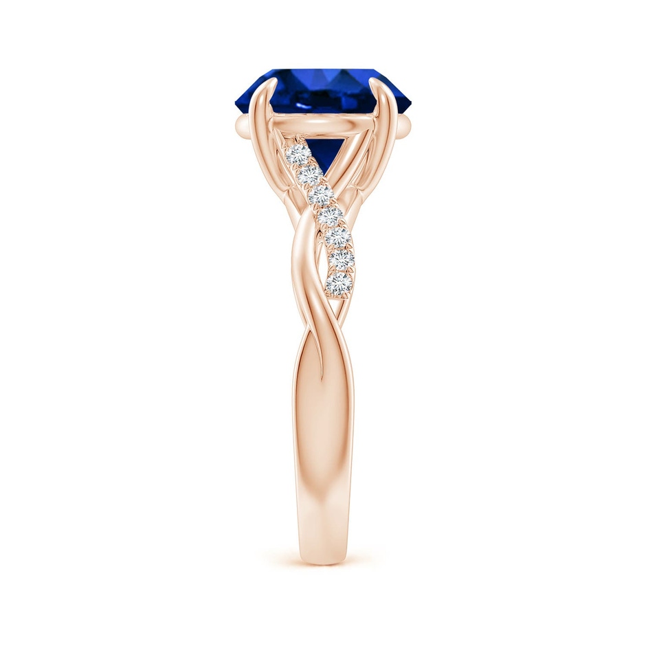 9mm Labgrown Lab-Grown Round Blue Sapphire Twisted Shank Engagement Ring in 18K Rose Gold side 299