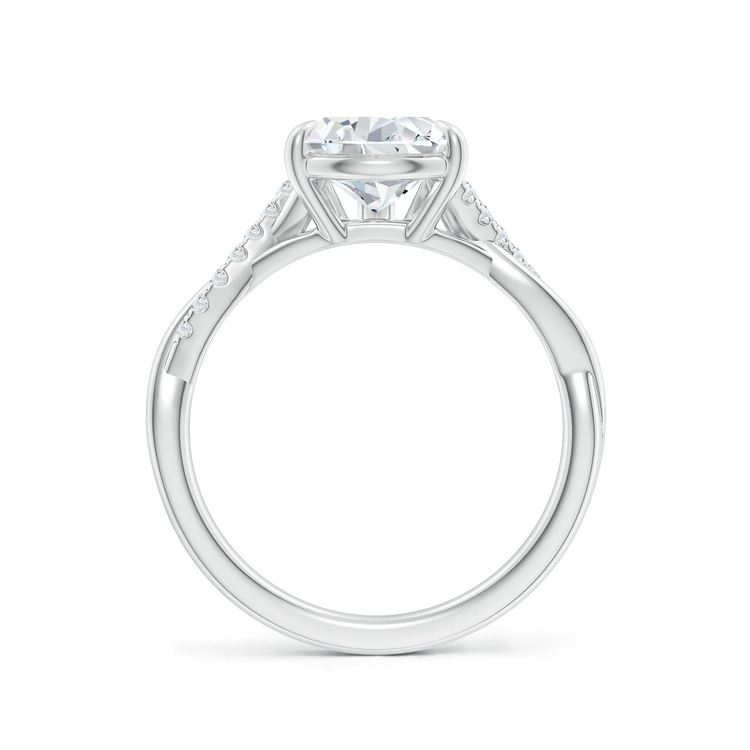 10x8mm FGVS Lab-Grown Pear-Shaped Diamond Twisted Shank Engagement Ring in 18K White Gold