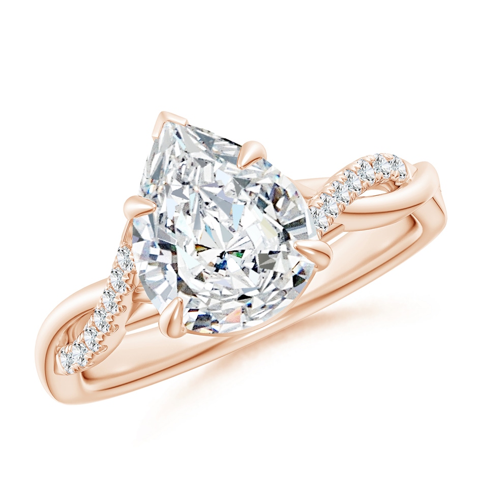 10x8mm FGVS Lab-Grown Pear-Shaped Diamond Twisted Shank Engagement Ring in Rose Gold 