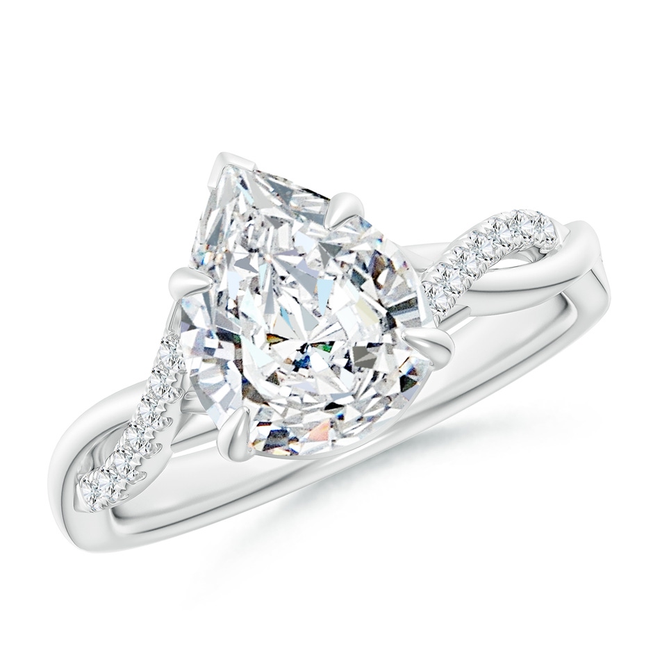 10x8mm FGVS Lab-Grown Pear-Shaped Diamond Twisted Shank Engagement Ring in White Gold 
