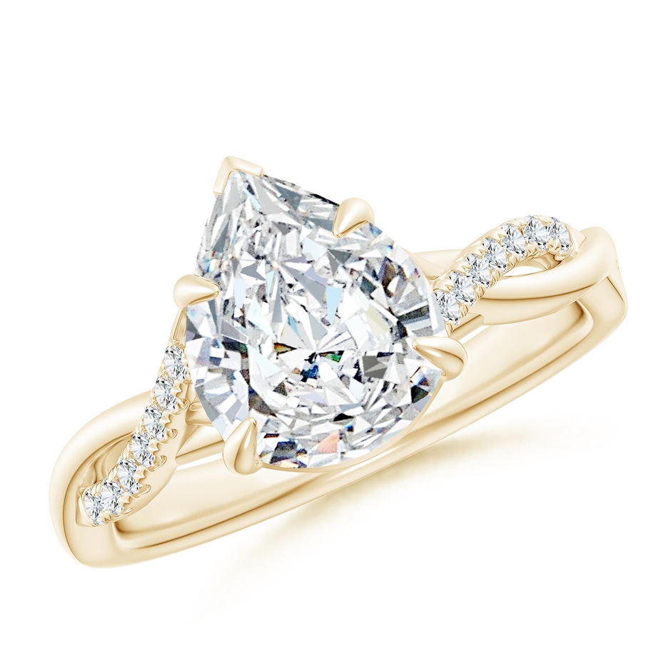 10x8mm FGVS Lab-Grown Pear-Shaped Diamond Twisted Shank Engagement Ring in Yellow Gold 