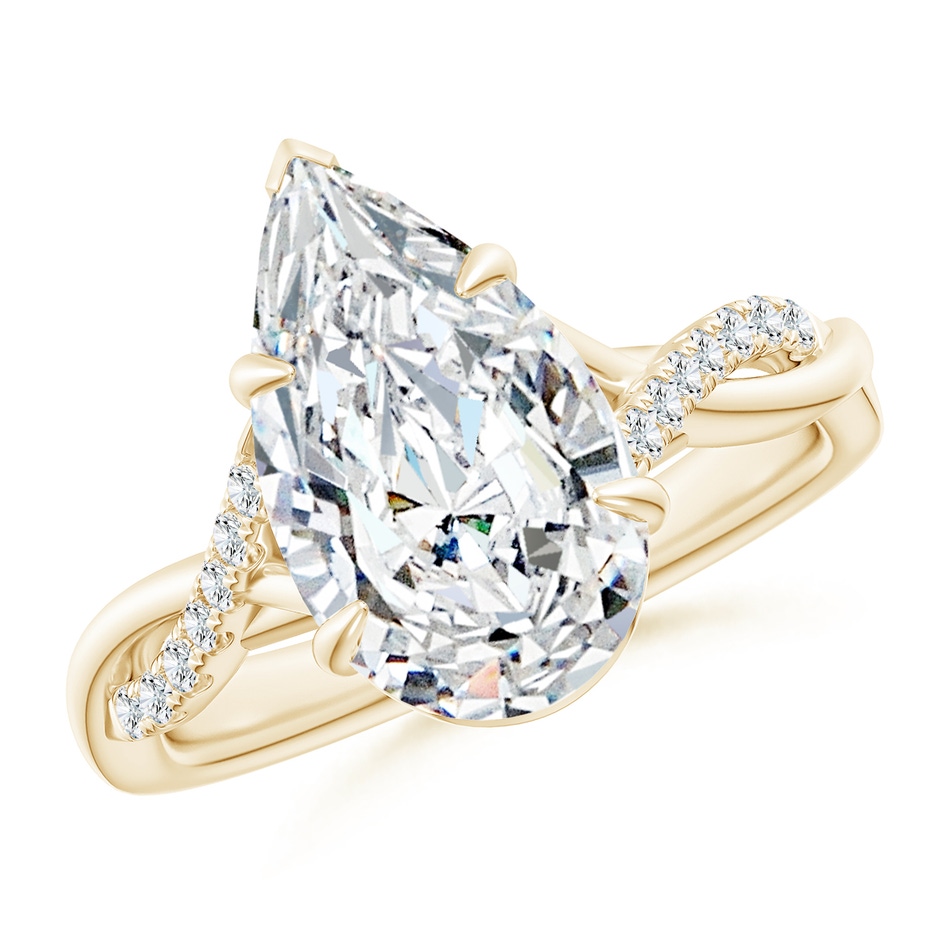 14x8mm FGVS Lab-Grown Pear-Shaped Diamond Twisted Shank Engagement Ring in Yellow Gold 